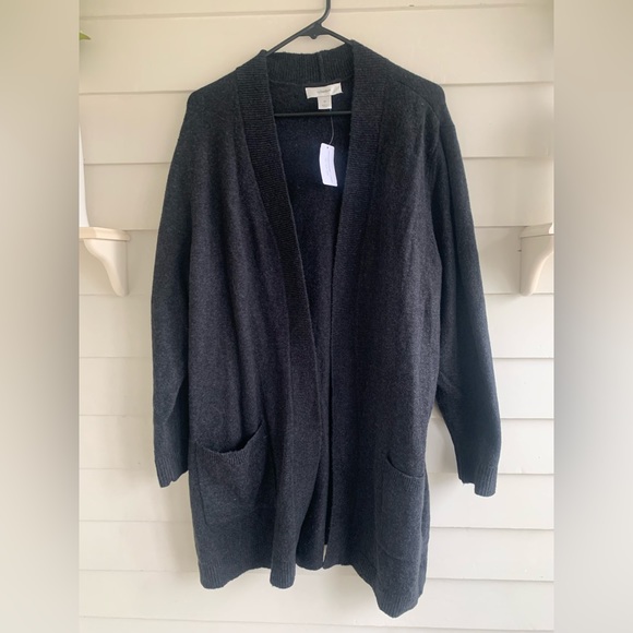 cj banks gray open long cardigan sweater NWT  with flaw Size 2X - Picture 2 of 9